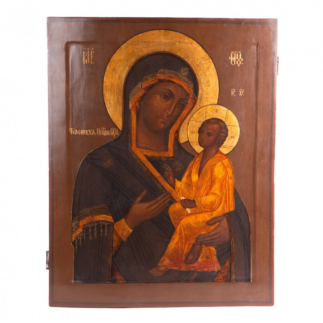 Huge Russian icon of Mother of God of Tihvin. Middle of — image 1