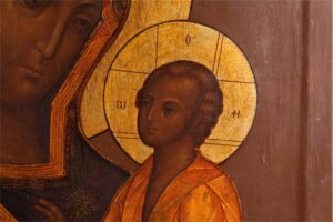 Huge Russian icon of Mother of God of Tihvin. Middle of — image 3