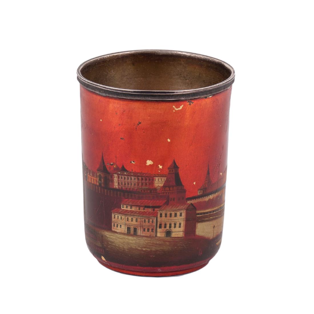 Russian silver and lacquer painted beaker — image 2