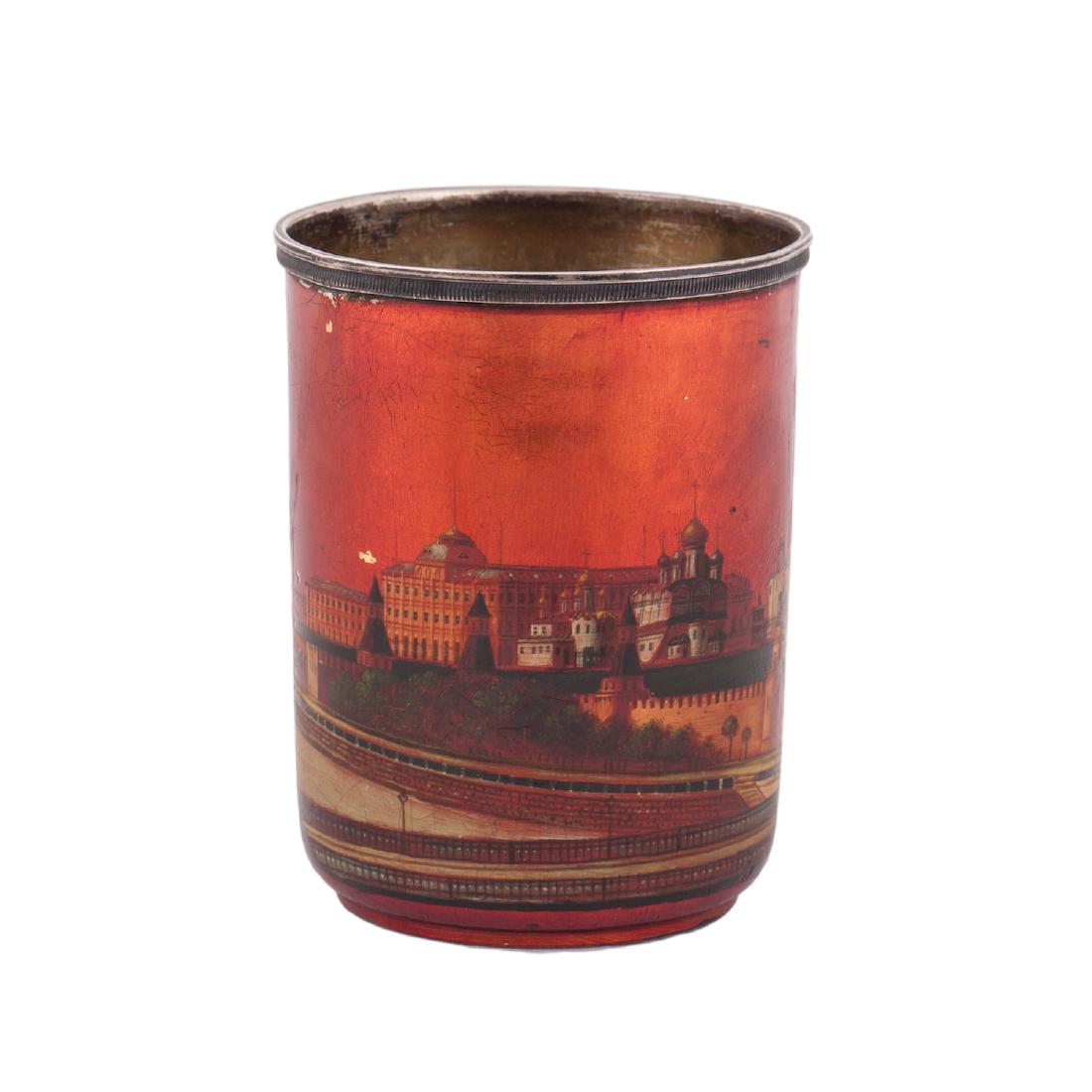 Russian silver and lacquer painted beaker — image 3