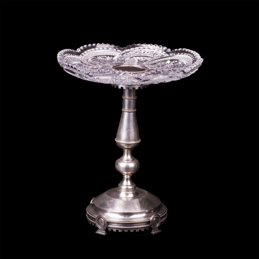 Russian style silver and cut-glass fruit bowl — image 1