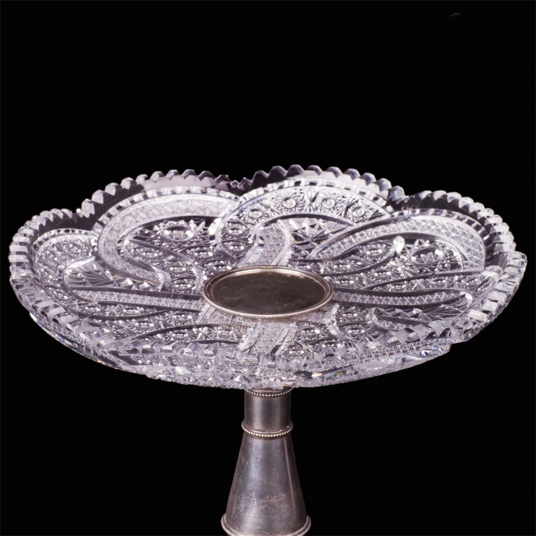 Russian style silver and cut-glass fruit bowl — image 2