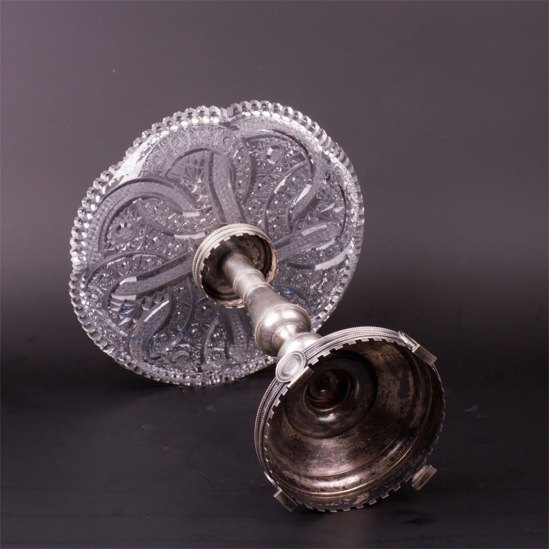 Russian style silver and cut-glass fruit bowl — image 4