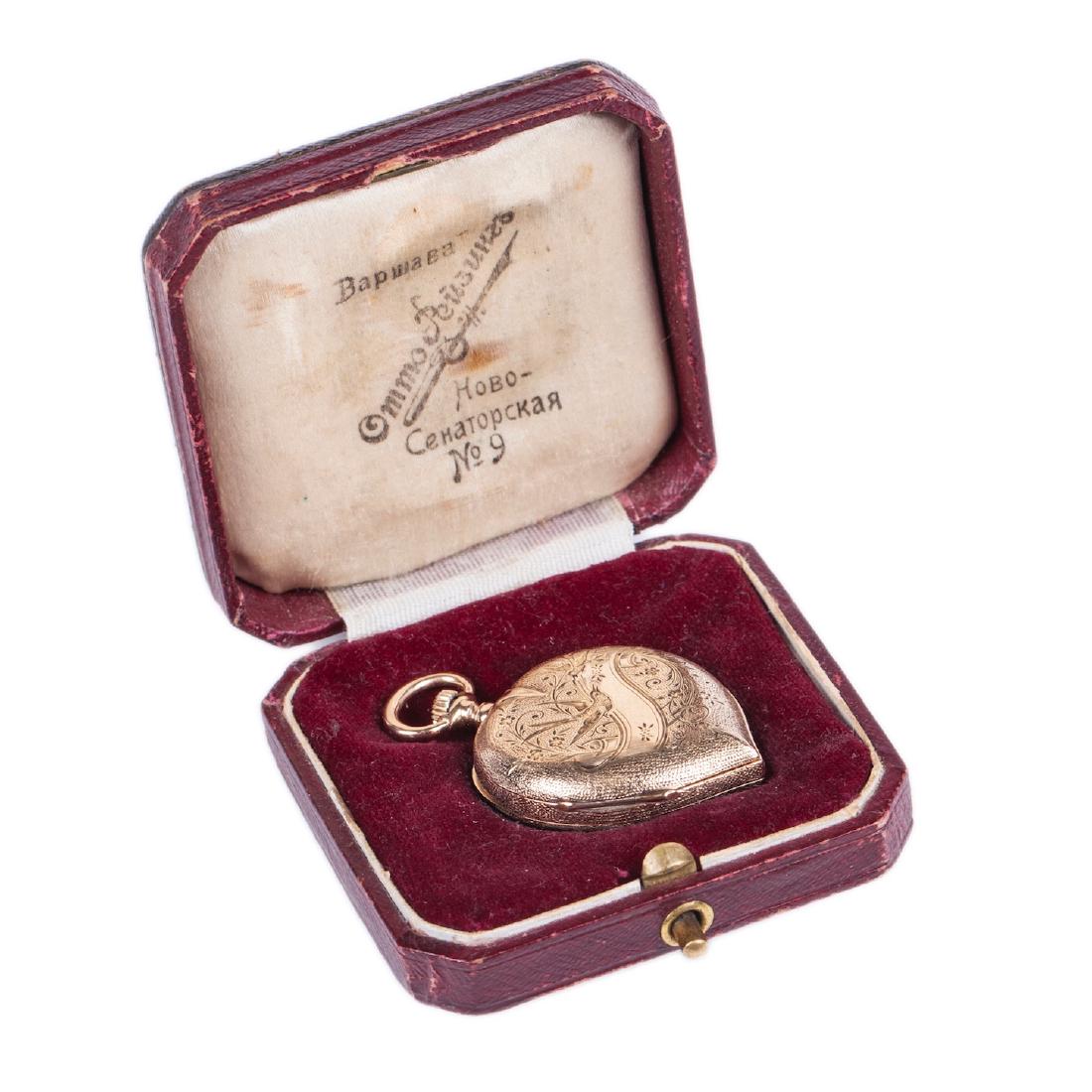 14K gold women hunter case pocket watch "Boutte" — image 1