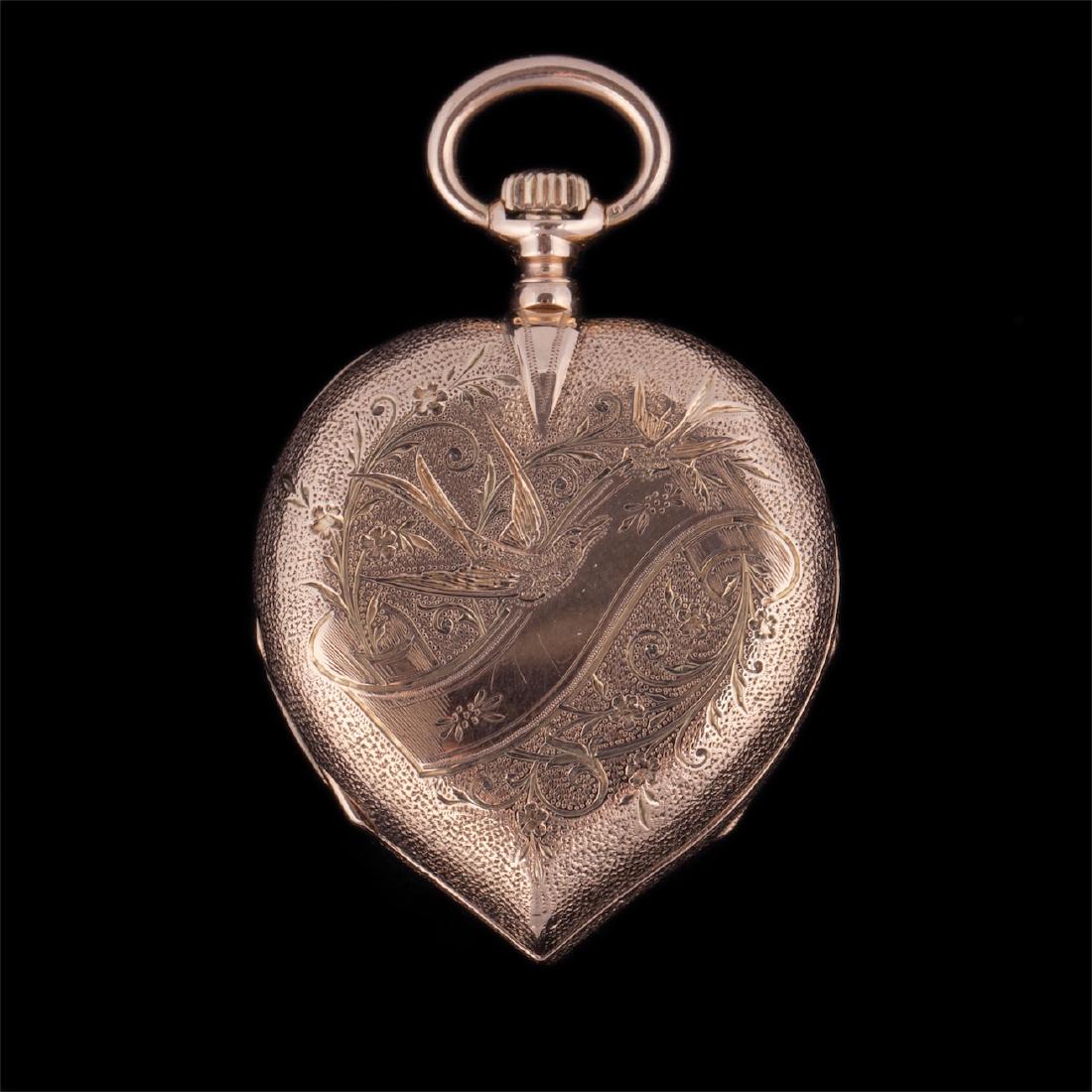 14K gold women hunter case pocket watch "Boutte" — image 4