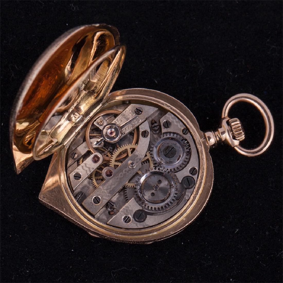 14K gold women hunter case pocket watch "Boutte" — image 9