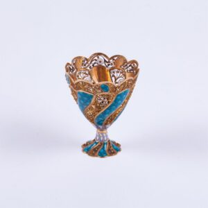 18K gold stand for egg with enamel. — image 2