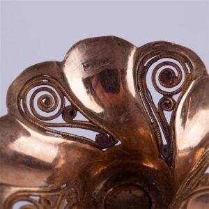 18K gold stand for egg with enamel. — image 5