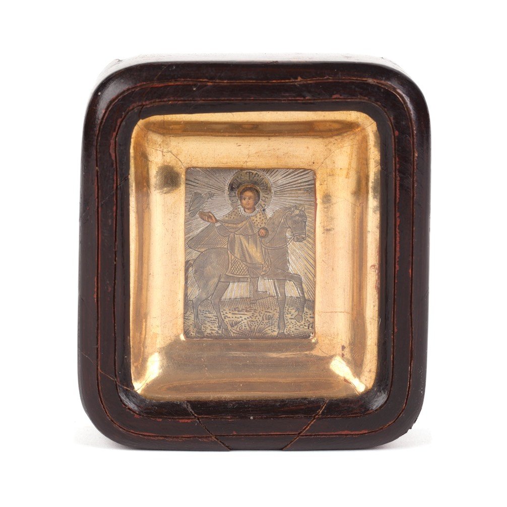 Small Russian icon of Saint Triphon in kiot. 20th — image 1