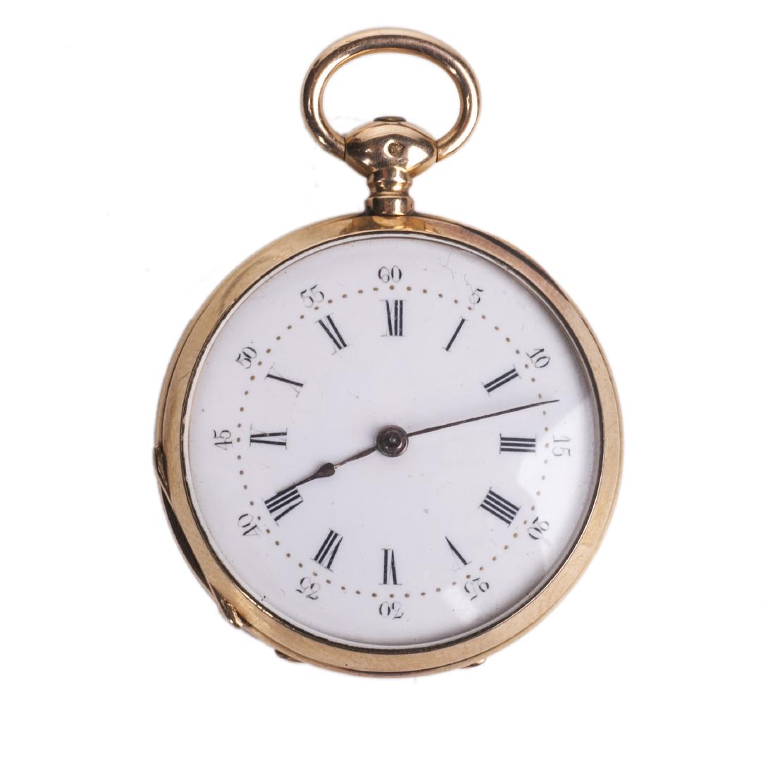 Gold open face pocket watch — image 2