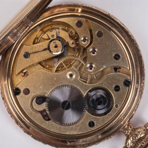 Gold pocket watch "Perla" with the gold chain in a box — image 9