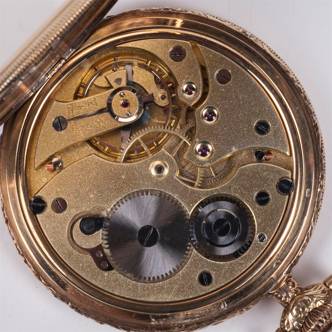 Gold pocket watch "Perla" with the gold chain in a box — image 9