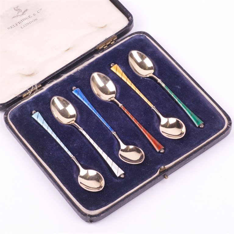 Danmark silver set of 6 spons in a box. — image 2
