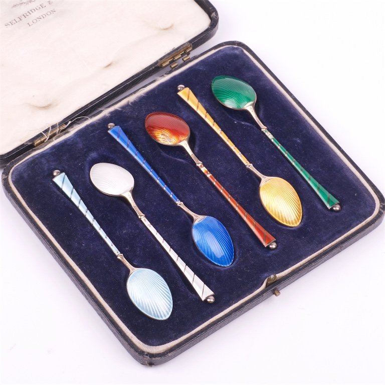Danmark silver set of 6 spons in a box. — image 4
