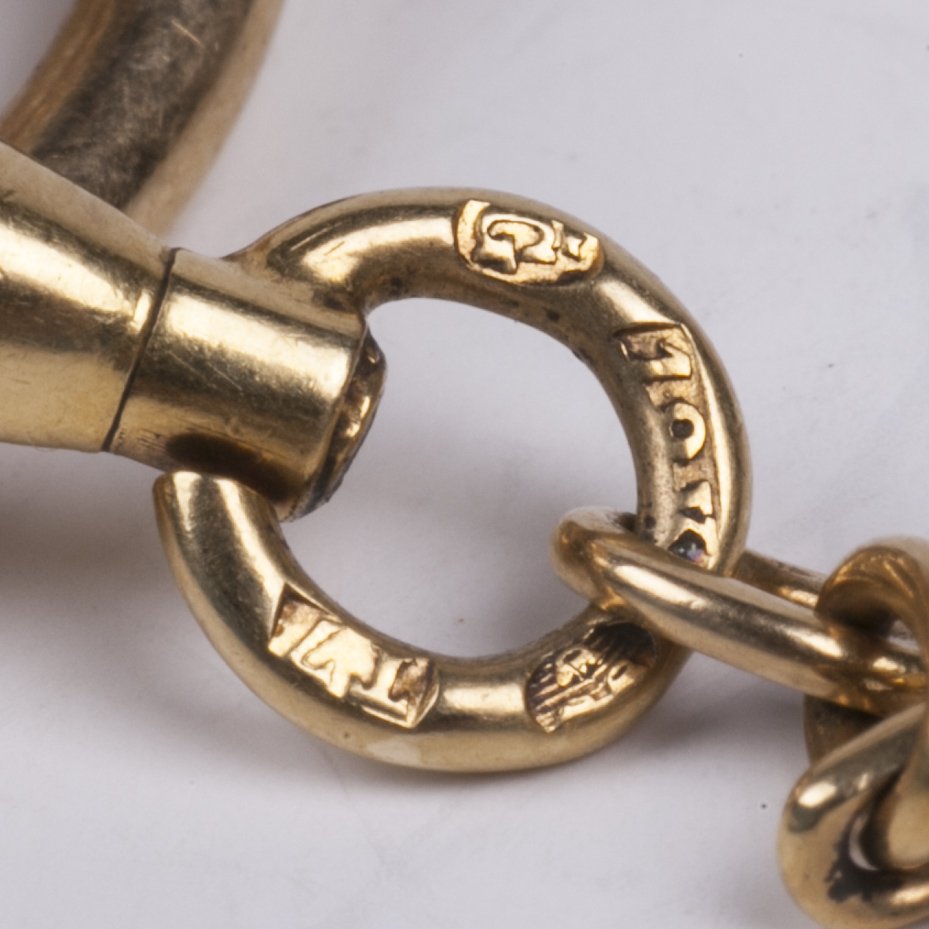 Gold open-face pocket watch "Omega" with a gold chain — image 8