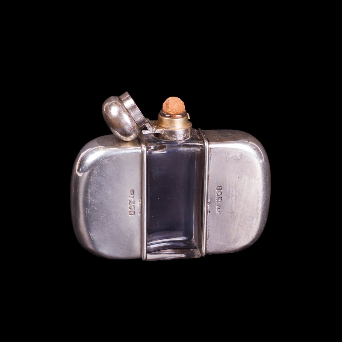 Silver and glass travel flask-transformer with two — image 2