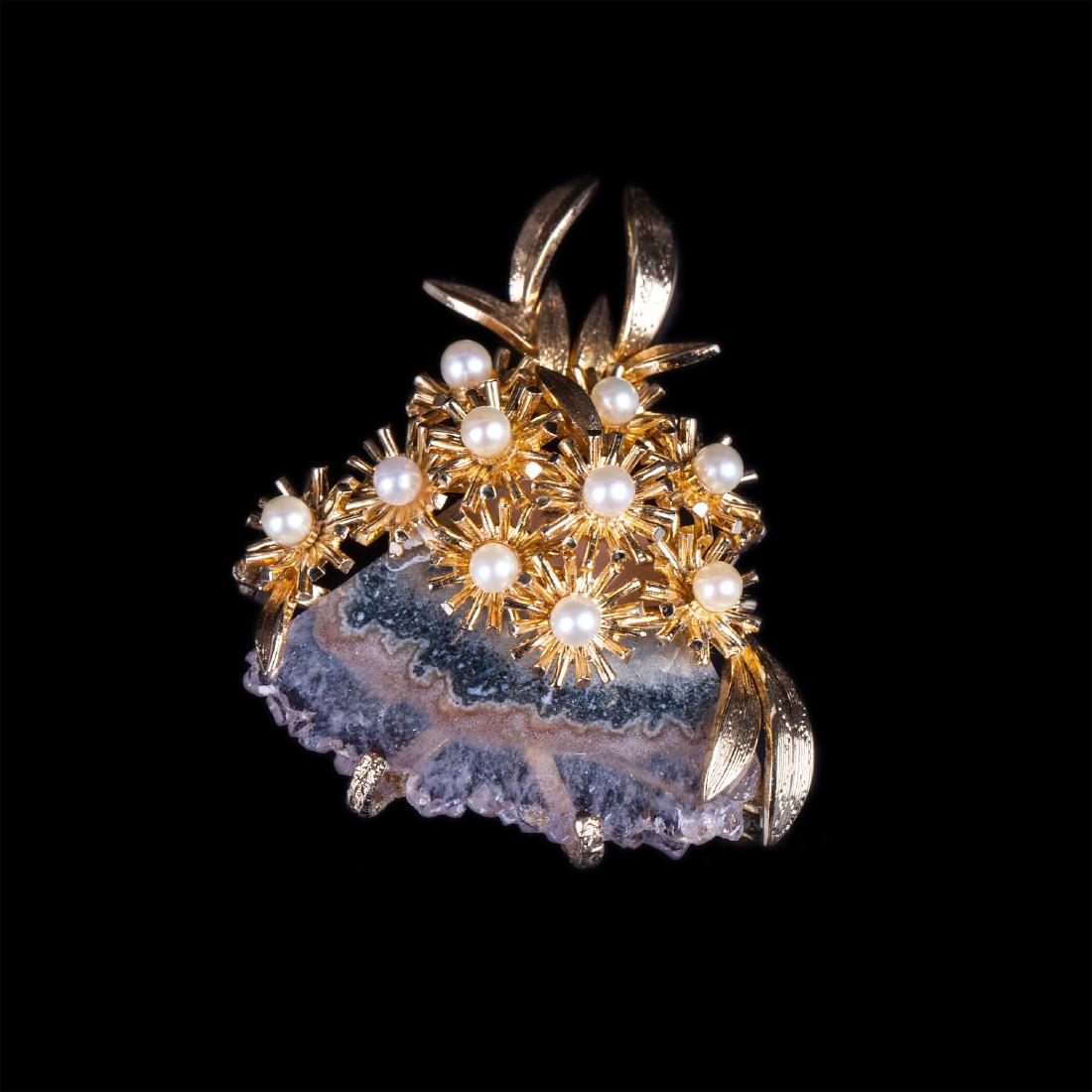 Vintage 1966 Christian Dior natural quartz and pearl — image 1
