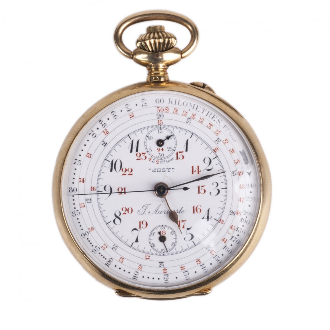 Gold chronograph pocket watch — image 1