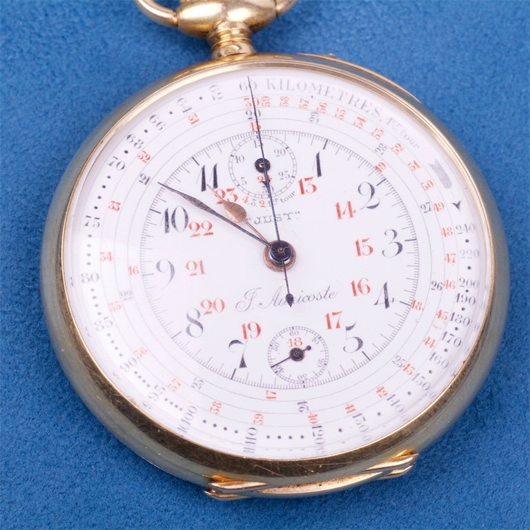 Gold chronograph pocket watch — image 2