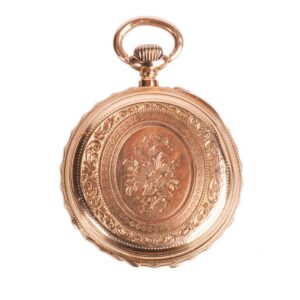 Gold open face pocket watch — image 1