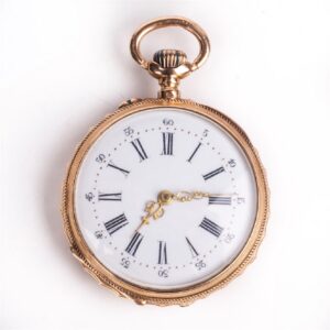 Gold open face pocket watch — image 2