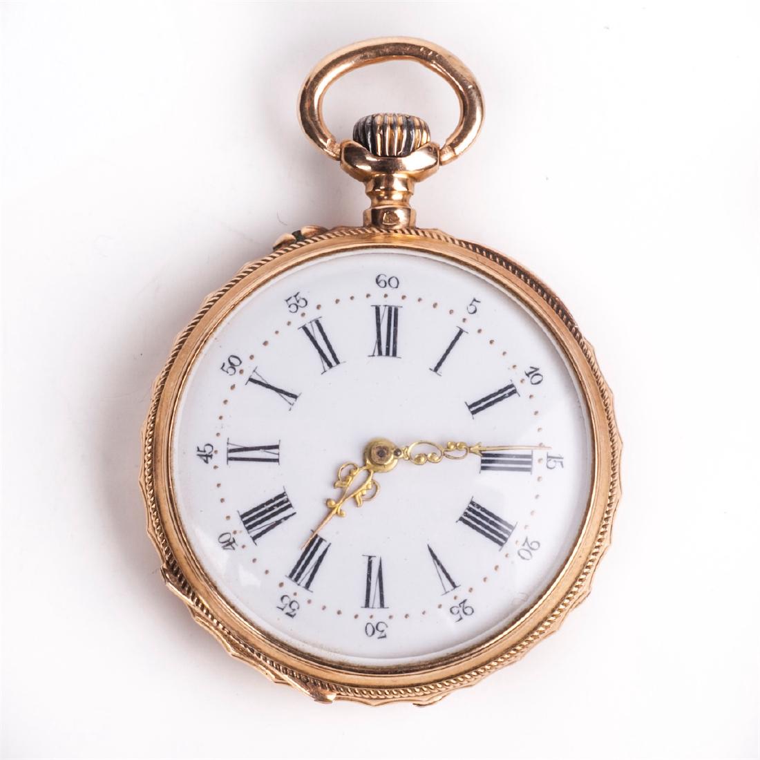 Gold open face pocket watch — image 2