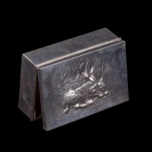 Russian cast silver cigar box with rabbits — image 1