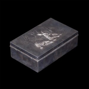 Russian cast silver cigar box with rabbits — image 2