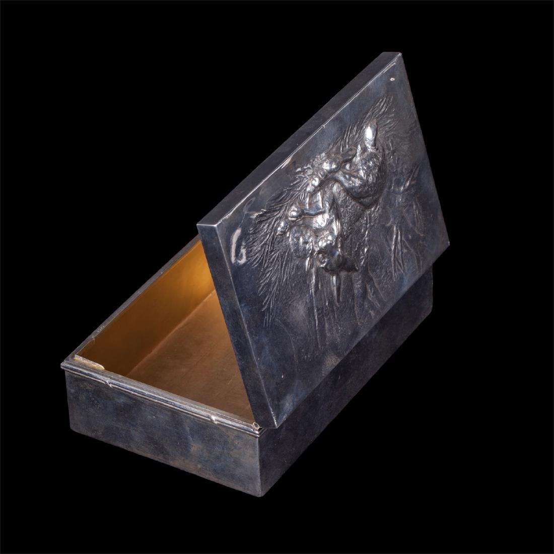 Russian cast silver cigar box with rabbits — image 3