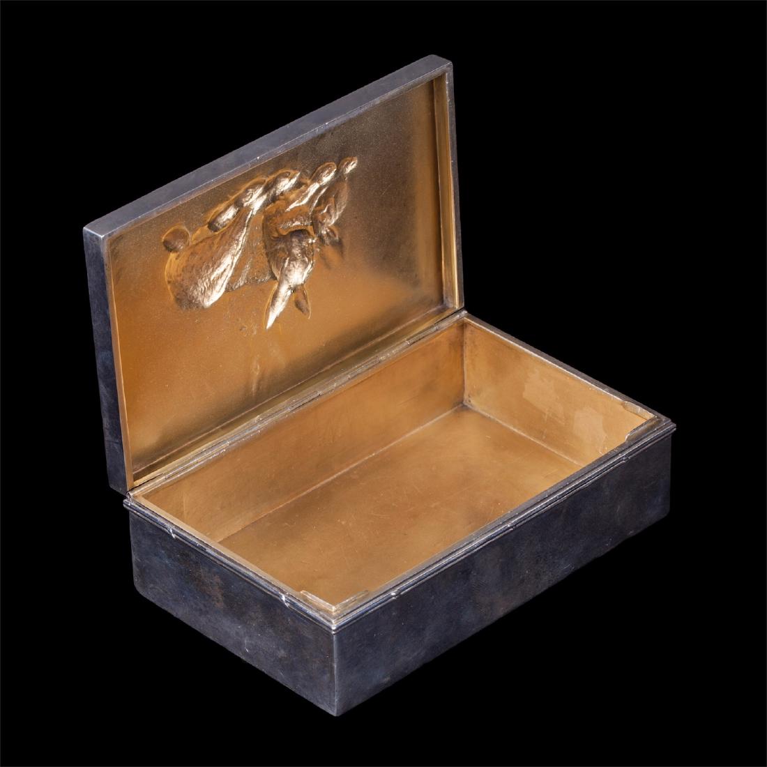 Russian cast silver cigar box with rabbits — image 4