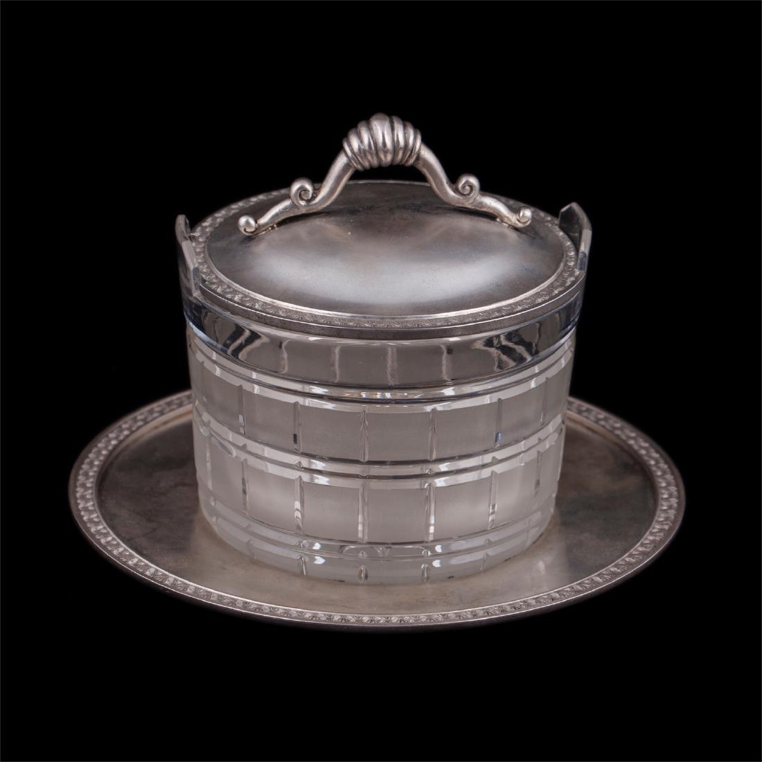 Russian silver and cut-glass caviar bowl — image 1