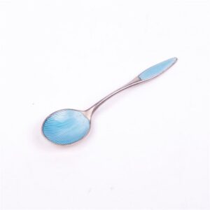 Silver spoon with enamel. — image 1