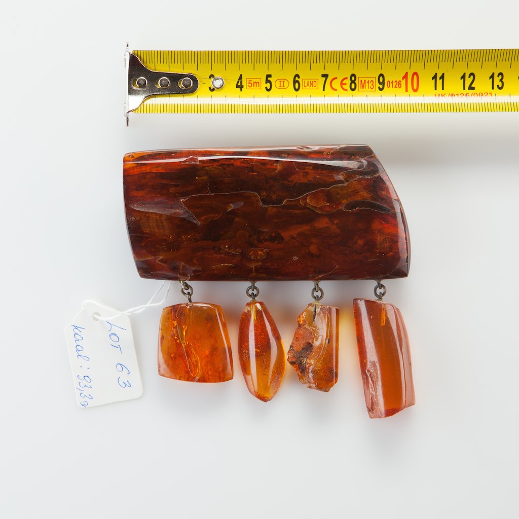Natural Old Baltic Amber huge brooch. — image 1