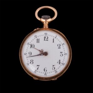 Open face gold pocket watch — image 1