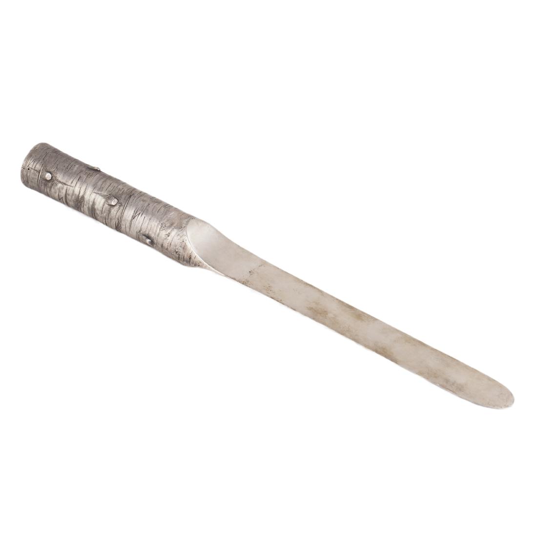 Silver paper knife in the shape of a wood log — image 3