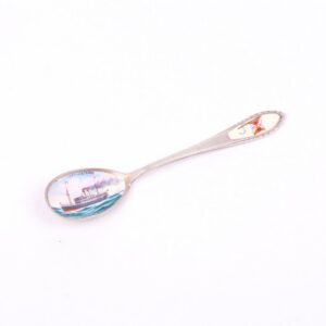 Silver spoon with enamel. — image 1