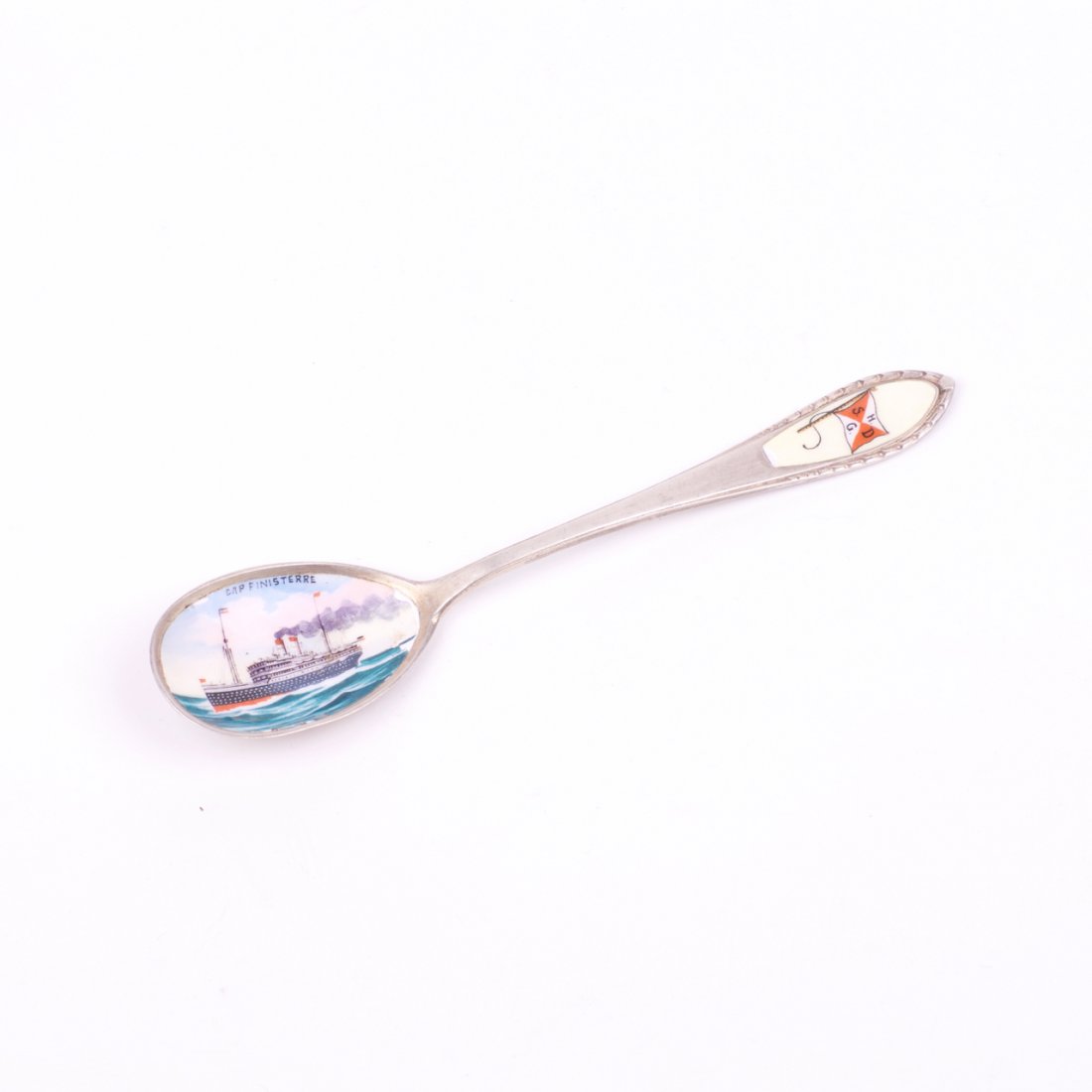 Silver spoon with enamel. — image 1