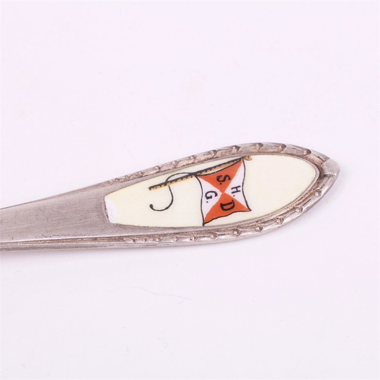 Silver spoon with enamel. — image 3