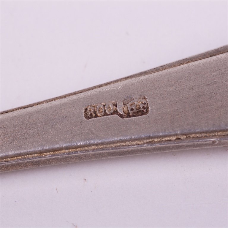 Silver spoon with enamel. — image 5