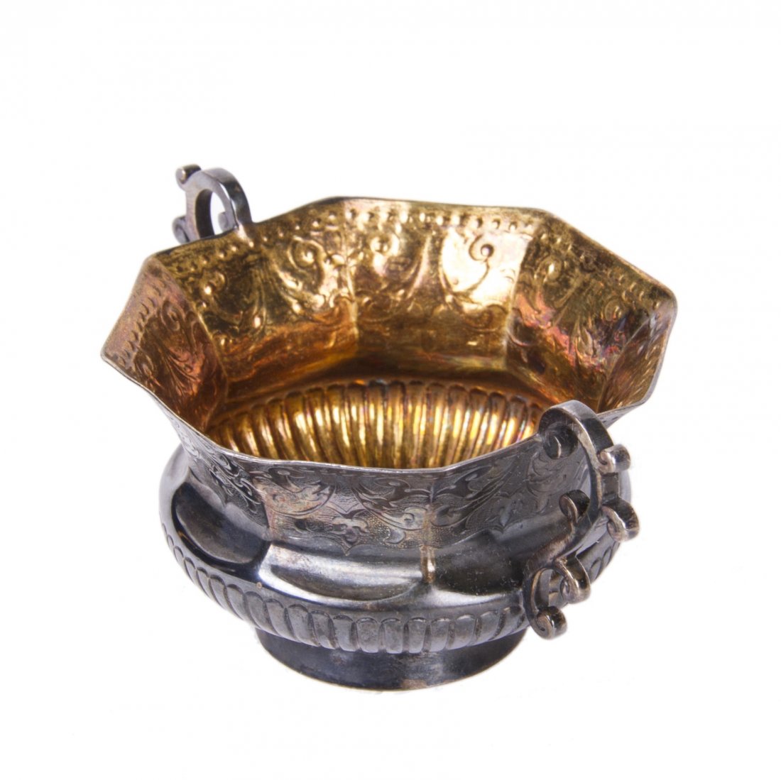 Engraved silver-gilt cup with coin enchased — image 1