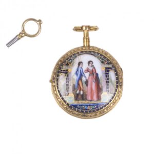 Pocket watch with diamonds and colored enamel — image 1