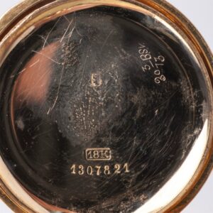 Gold pocket watch with diamonds and emerald stone — image 4