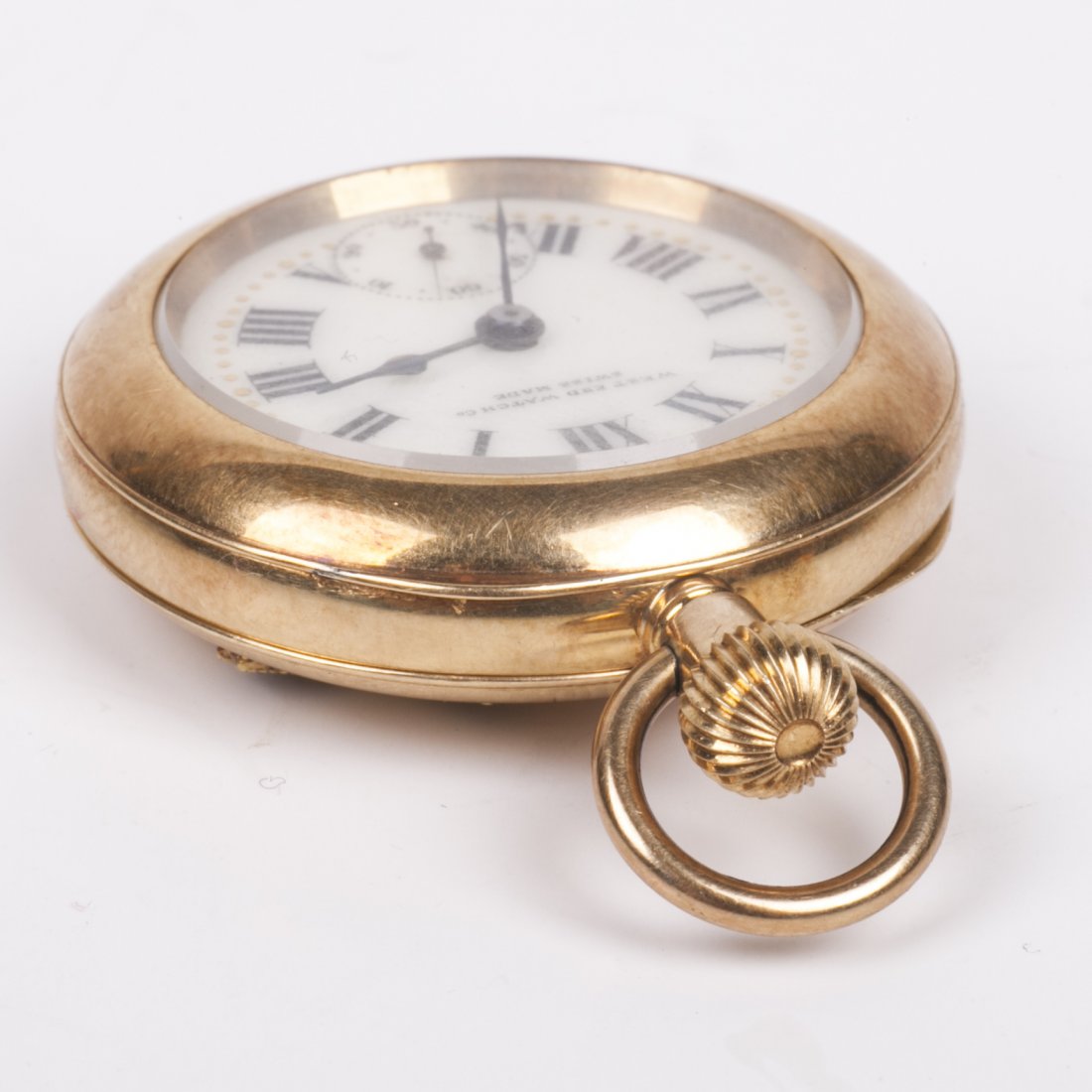 Gold pocket watch with diamonds and emerald stone — image 6