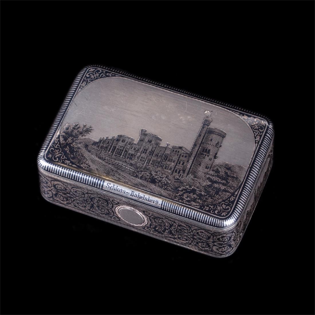 Russian silver and niello box with Babelsberg castle — image 1