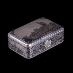 Russian silver and niello box with Babelsberg castle — image 2