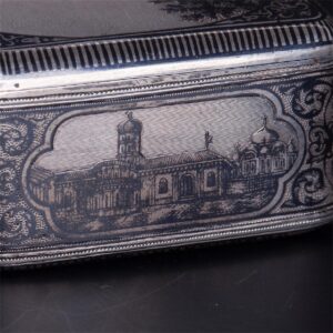 Russian silver and niello box with Babelsberg castle — image 3