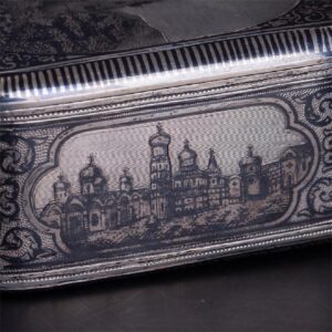 Russian silver and niello box with Babelsberg castle — image 4