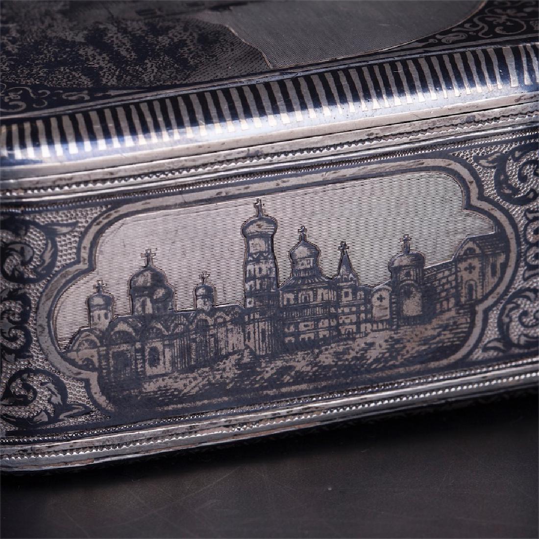 Russian silver and niello box with Babelsberg castle — image 4