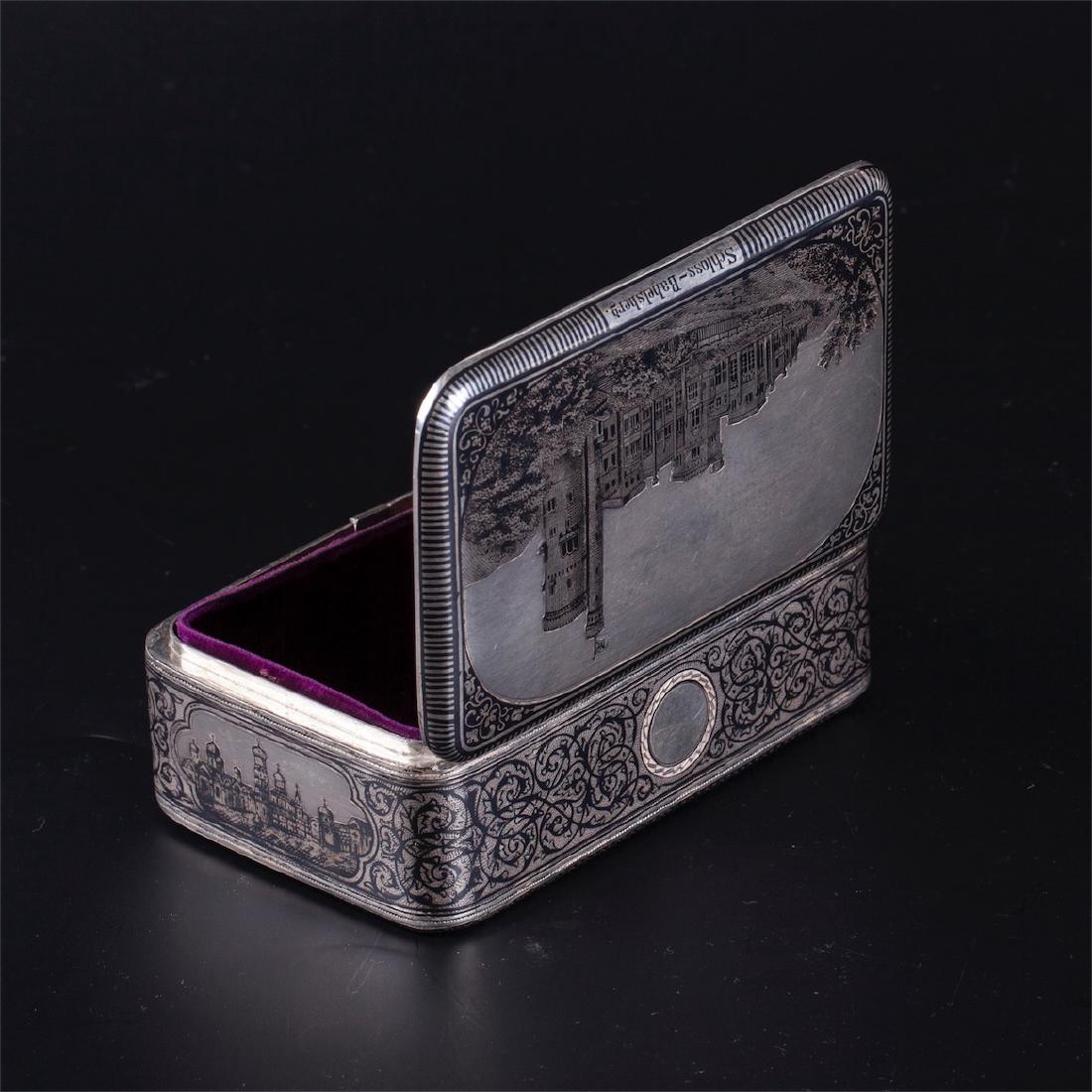 Russian silver and niello box with Babelsberg castle — image 5