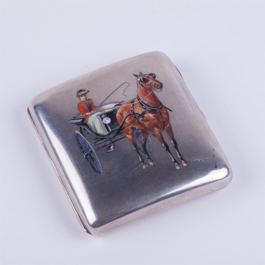 Silver cigarette case with enamel. — image 1